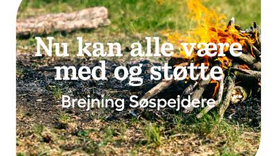 Billede af bål med teksten Nu kan alle være med og støtte Brejning Søspejdere